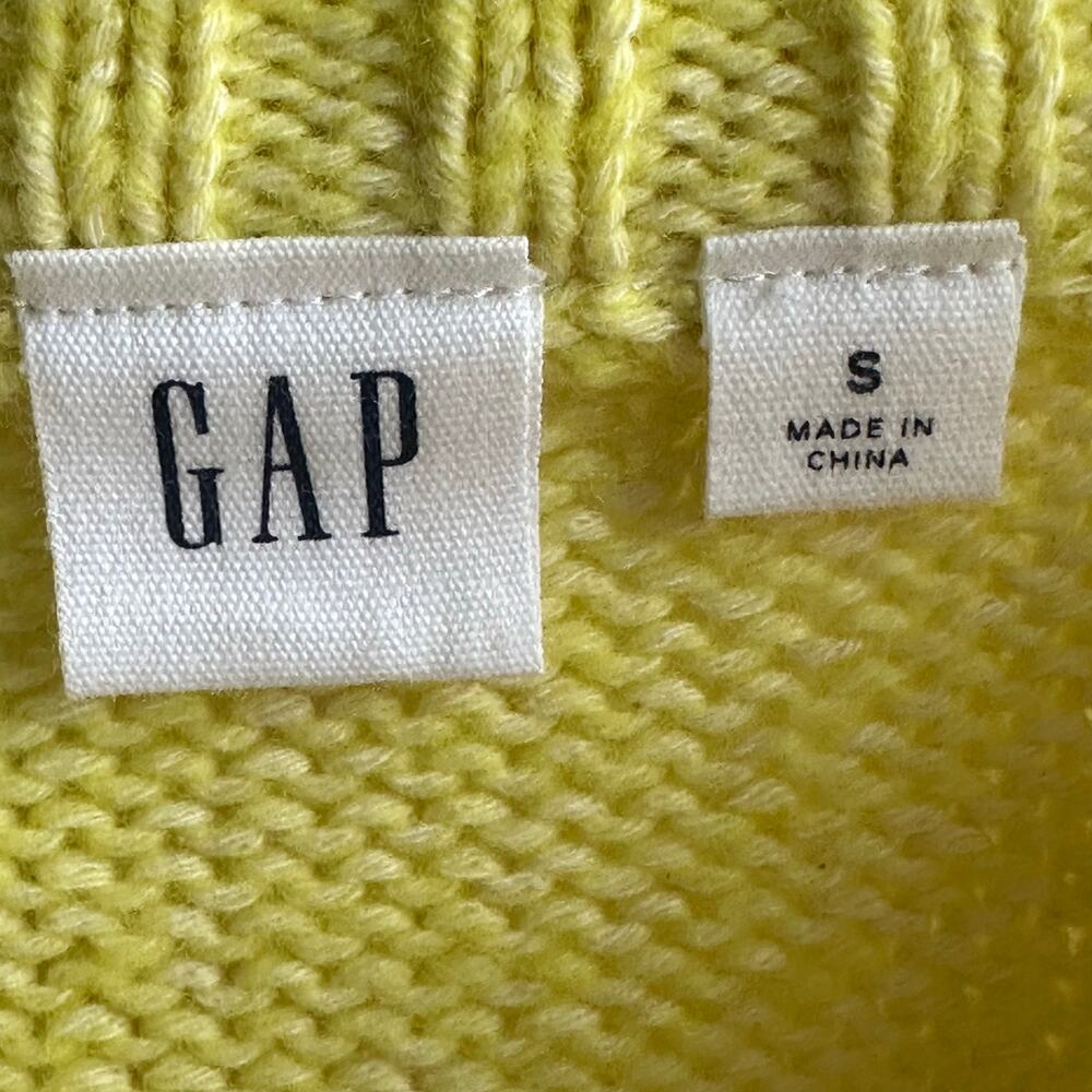 GAP Puff Sleeve Crewneck Sweater | Radioactive Yellow | Size Small - Picture 8 of 8